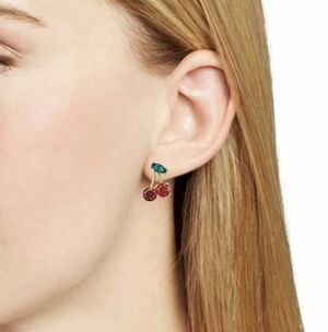 NEW Brandy Melville Coquette Red Cherry Fruit Crystal Rhinestones Stud Earrings